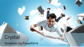  Presentation with self - Amazing presentation theme having reading as self education mixed backdrop and a light blue colored foreground
