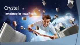  Presentation with self - Beautiful slides featuring reading as self education mixed backdrop and a navy blue colored foreground