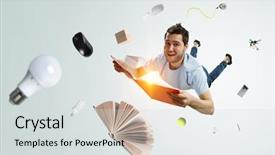  Presentation with education school literature reading - Colorful PPT layouts enhanced with reading as self education mixed backdrop and a light gray colored foreground