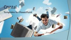  Presentation with education school literature reading - Cool new presentation with reading as self education mixed backdrop and a light blue colored foreground