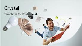  Presentation with education school literature reading - Presentation theme enhanced with reading as self education mixed background and a sky blue colored foreground