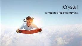  Presentation with education school literature reading - Colorful PPT theme enhanced with reading as self education mixed backdrop and a light blue colored foreground