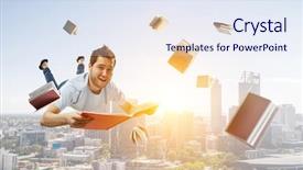  Presentation with education school literature reading - Colorful slide deck enhanced with reading as self education mixed backdrop and a sky blue colored foreground