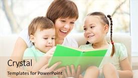  Presentation with children reading - Beautiful presentation theme featuring reading book for her two backdrop and a lemonade colored foreground