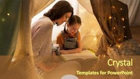  Presentation with kids reading book - Presentation enhanced with reading book in kids tent background and a tawny brown colored foreground