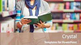  Presentation with library - Amazing theme having reading book in library backdrop and a coral colored foreground