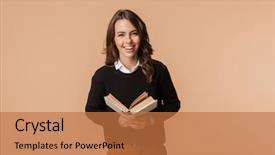  Presentation with beige book - Theme enhanced with reading book isolated over beige background and a coral colored foreground