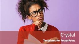  Presentation with african violet - Colorful presentation design enhanced with reading book isolated over violet backdrop and a  colored foreground