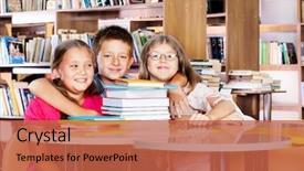  Presentation with light book - Cool new presentation with reading book light glasses - happy embracing children backdrop and a red colored foreground