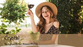  Presentation with wine book - Audience pleasing theme consisting of reading book outdoor in cafe backdrop and a coral colored foreground