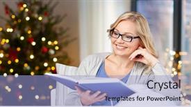  Presentation with book glasses - Cool new theme with reading book over christmas tree backdrop and a light blue colored foreground
