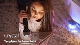  Presentation with girl christmas - Slides consisting of reading book with lamp flashlight background and a tawny brown colored foreground
