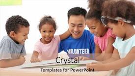  Presentation with light book - PPT layouts consisting of reading book with little children background and a coral colored foreground