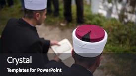  Presentation with islamic book - Colorful PPT layouts enhanced with reading by imam on islam backdrop and a dark gray colored foreground