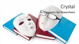  Presentation with masks - Audience pleasing PPT theme consisting of reading concept with masks books backdrop and a  colored foreground