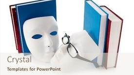  Presentation with masks - Amazing slides having reading concept with masks books backdrop and a sky blue colored foreground