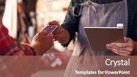  Presentation with credit card - Slide deck consisting of reading device attached to digital background and a coral colored foreground