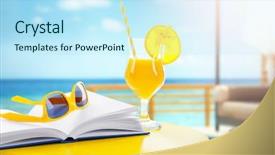  Presentation with kids reading book - Theme enhanced with reading during summer vacation book background and a sky blue colored foreground