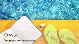  Presentation with flip book - Audience pleasing slide set consisting of reading during summer vacation book backdrop and a blonde colored foreground