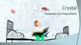  Presentation with fairy tales - PPT theme consisting of reading fairy tales dream world background and a sky blue colored foreground