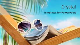  Presentation with summer holiday - Colorful PPT layouts enhanced with reading free - summer holiday setting with book backdrop and a light blue colored foreground