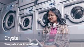  Presentation with laundry room - Slides consisting of reading girl in the laundry background and a  colored foreground