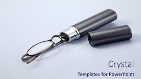  Presentation with container - Slide set enhanced with reading glass with gray container background and a sky blue colored foreground