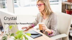  Presentation with computer network design - Beautiful slides featuring reading glasses - casual designer working on computer backdrop and a lemonade colored foreground