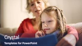  Presentation with learning - Beautiful PPT layouts featuring reading glasses - interested granddaughter learning backdrop and a navy blue colored foreground