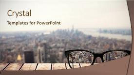  Presentation with new york - Cool new theme with reading glasses against new york backdrop and a  colored foreground