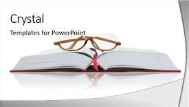  Presentation with book glasses - Slide set enhanced with reading glasses on an open background and a  colored foreground