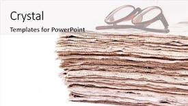  Presentation with newspapers - Colorful presentation theme enhanced with reading glasses on white background backdrop and a  colored foreground