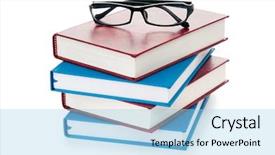  Presentation with school kids reading books - Colorful slide set enhanced with reading glasses with books isolated backdrop and a light blue colored foreground