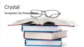  Presentation with reading - PPT theme featuring reading glasses with books isolated background and a white colored foreground