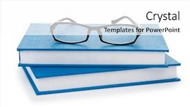  Presentation with school kids reading books - Presentation design enhanced with reading glasses with books isolated background and a white colored foreground