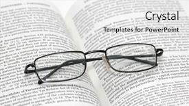  Presentation with light book - Presentation theme featuring reading glasses with light frame over the open book background and a white colored foreground