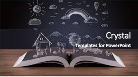  Presentation with open book magic lights - Presentation with reading human caracter - open book with hand drawn background and a  colored foreground