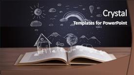  Presentation with open book - Amazing presentation theme having reading human caracter - open book with hand drawn backdrop and a dark gray colored foreground