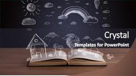  Presentation with open book - Colorful presentation theme enhanced with reading human caracter - open book with hand drawn backdrop and a  colored foreground