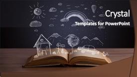  Presentation with open book spiral - Cool new presentation theme with reading human caracter - open book with hand drawn backdrop and a  colored foreground