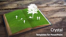  Presentation with play children - PPT theme featuring paper cut of children play background and a tawny brown colored foreground