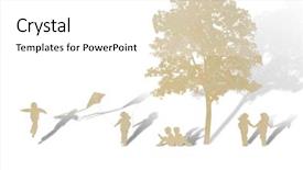  Presentation with play children - Presentation design with reading human caracter - paper cut of children play background and a white colored foreground