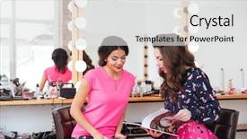  Presentation with beauty salon - Presentation theme having reading magazine in beauty salon background and a light gray colored foreground