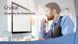  Presentation with reading - Audience pleasing presentation consisting of reading online information on monitor backdrop and a soft green colored foreground