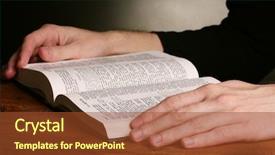  Presentation with reading table - PPT theme with reading open russian holy bible background and a tawny brown colored foreground