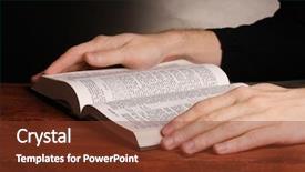  Presentation with reading table - Presentation theme enhanced with reading open russian holy bible background and a tawny brown colored foreground