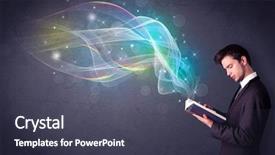  Presentation with small waves - PPT theme with reading rainboq - casual young man holding book background and a  colored foreground