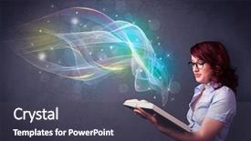  Presentation with waves gif - Amazing slides having reading rainboq - casual young woman holding book backdrop and a  colored foreground