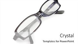  Presentation with black white program - Theme featuring reading technology - pair of black glasses isolated background and a white colored foreground