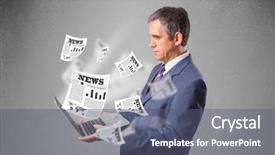  Presentation with aged - Slide deck featuring reading the explosive newspaper background and a ocean colored foreground